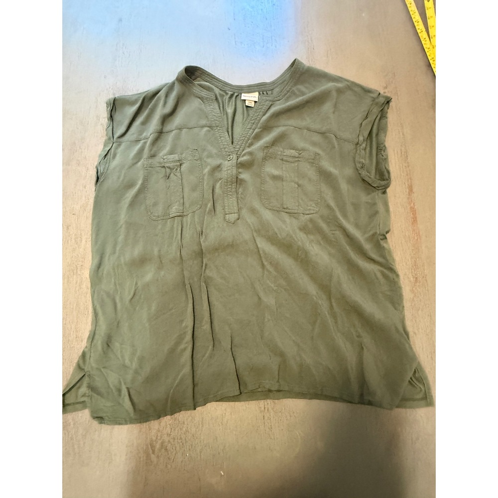 Merona Womens XXL Olive Green Short Sleeve Split Neck Rayon Modal Blouse Top